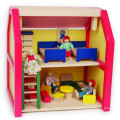 Colorful doll house with furniture wooden pretend play doll house mini doll house toys